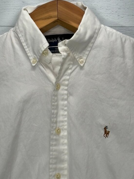 Ralph Lauren Yarmouth Shirt Mens 15-32 White Pinpoint Oxford Button Down Cotton - Picture 6 of 13